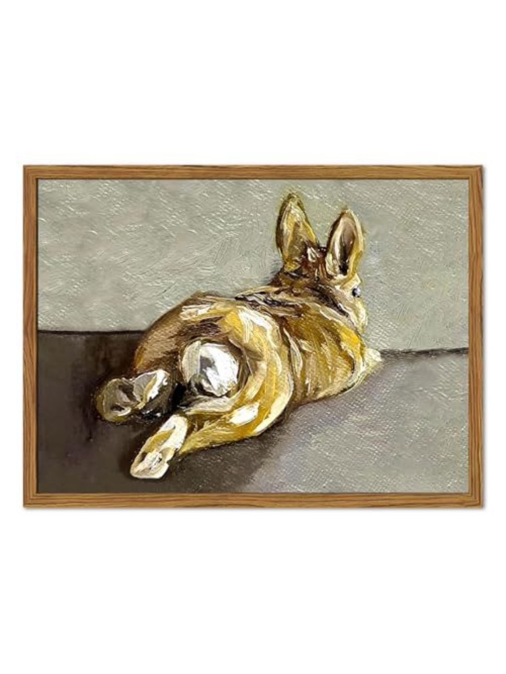 Golden Rabbit Canvas Art Print - Framed Wall Decor - Picture 2 of 3